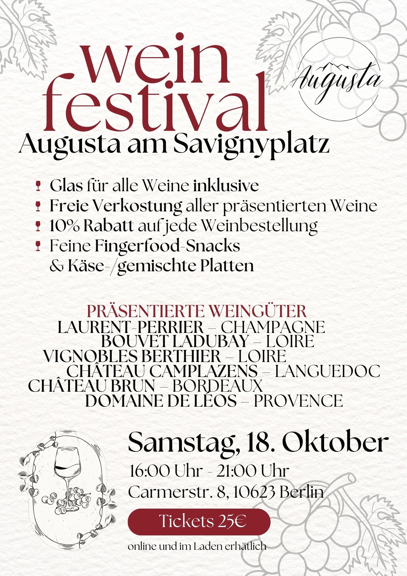 Weinfestival im Augusta am Savignyplatz am 18. Oktober 2025