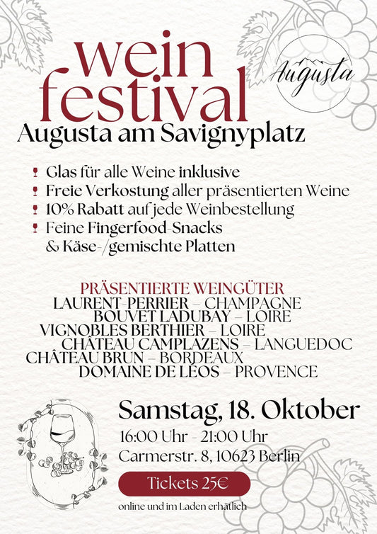 Weinfestival im Augusta am Savignyplatz am 18. Oktober 2025